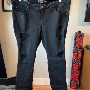 Torrid fishnet distressed jeans